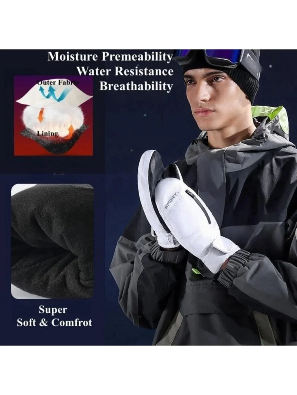 Waterproof Ski Mittens & Gloves for Women, Men & Youth - Winter Cold Weather